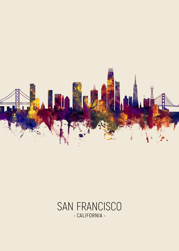 Obraz města San Francisco akvarel