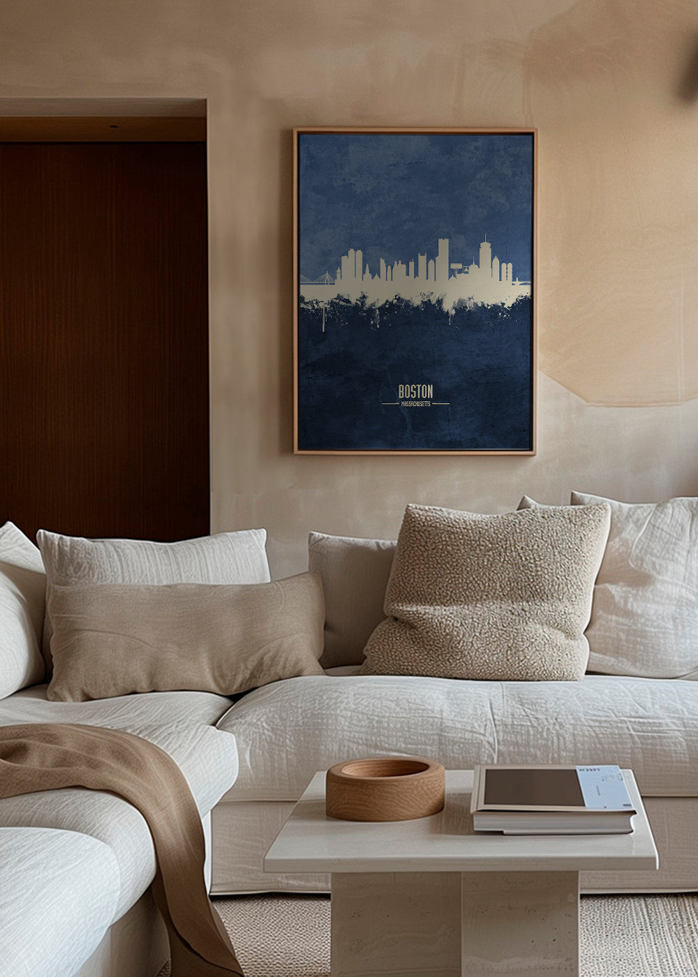 Plakát cestování Boston skyline modrý