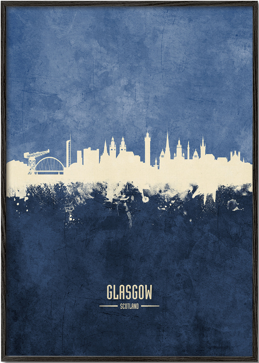 Plakát Glasgow skyline v modrém provedení