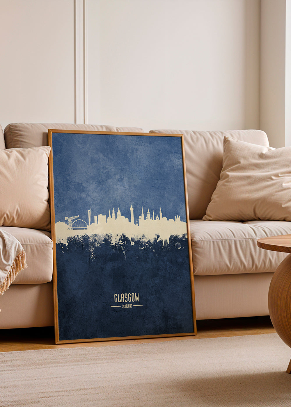 Plakát Glasgow skyline v modrém provedení