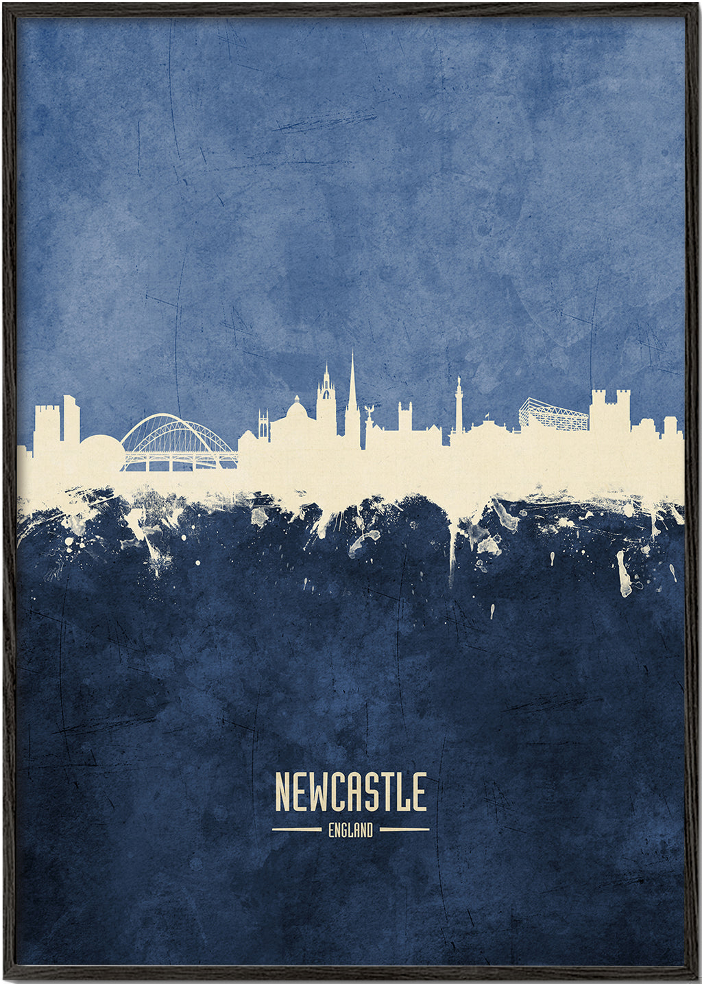 Obraz města Newcastle modrý siluet