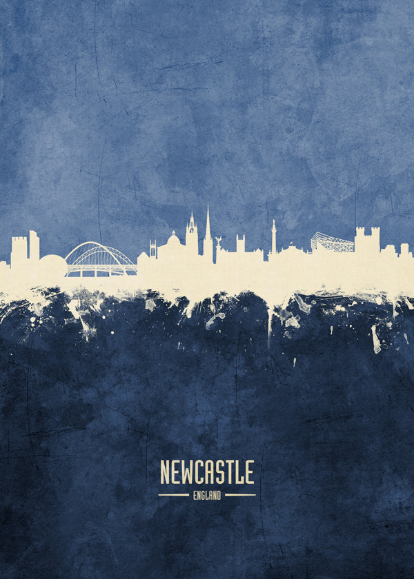 Obraz města Newcastle modrý siluet