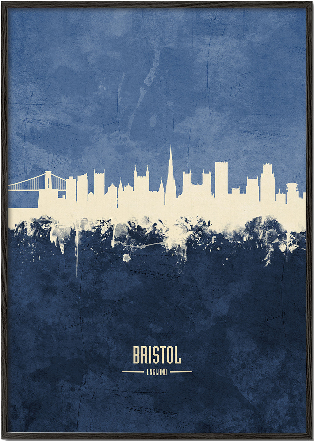 Obraz do kuchyně Bristol: modrá silueta města