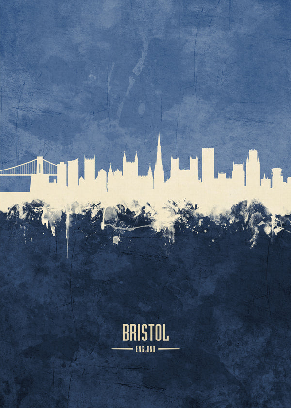 Obraz do kuchyně Bristol: modrá silueta města