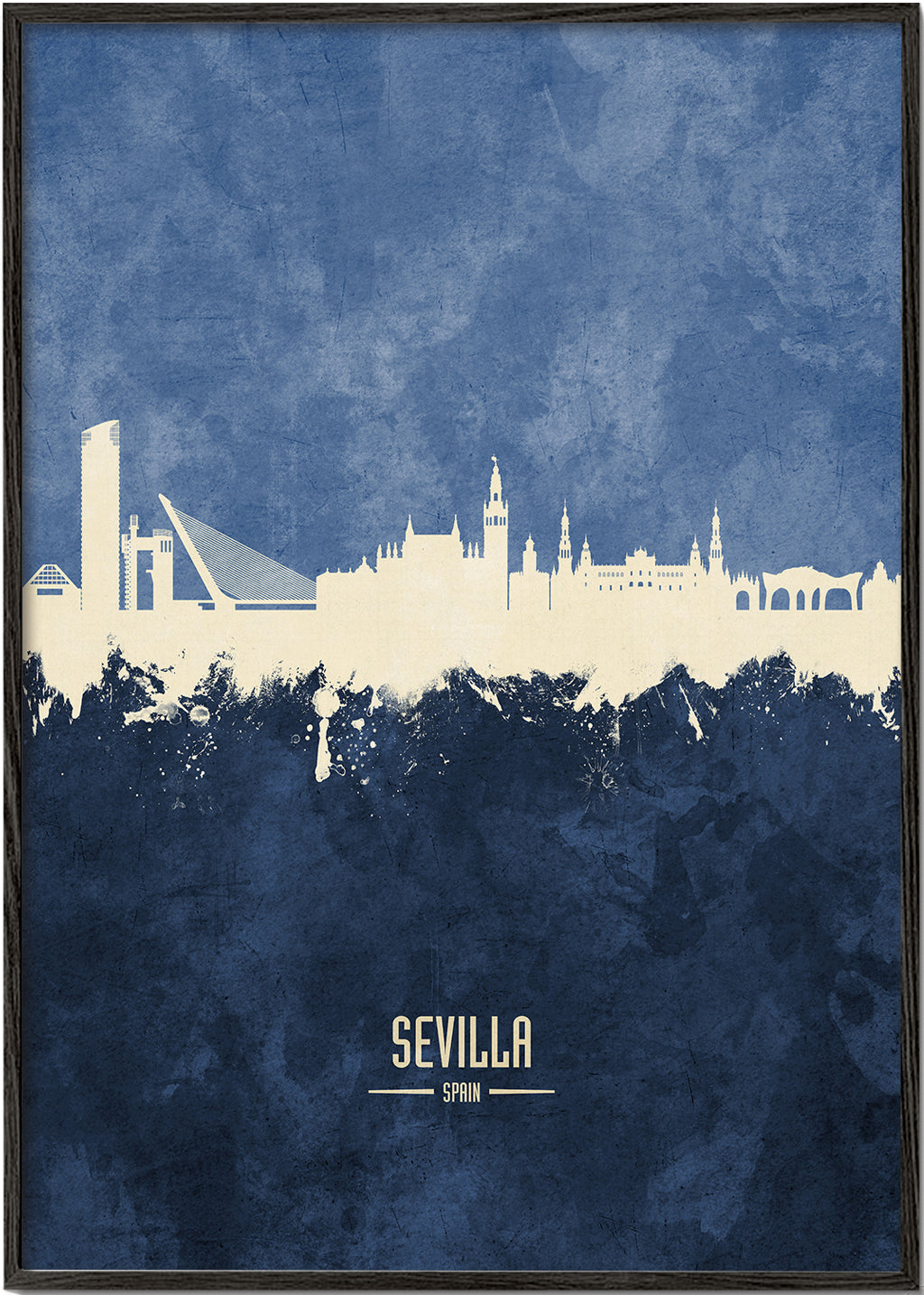 Cestovatelský plakát: Sevilla skyline modrá