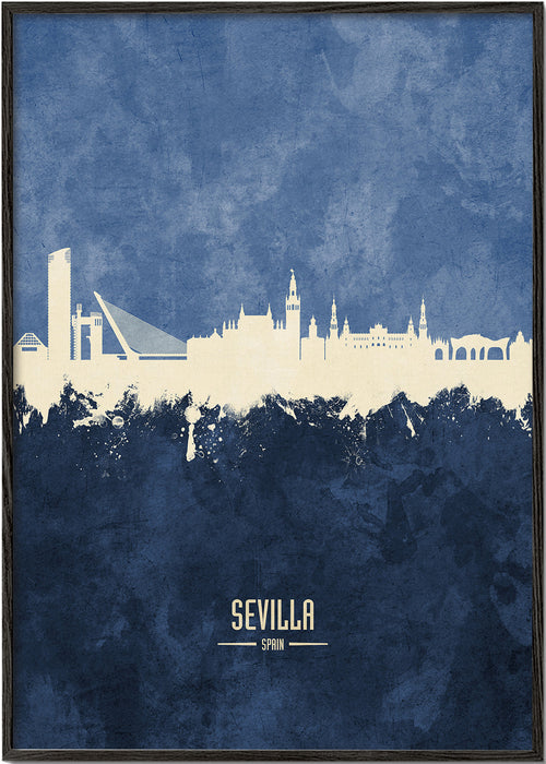 Cestovatelský plakát: Sevilla skyline modrá