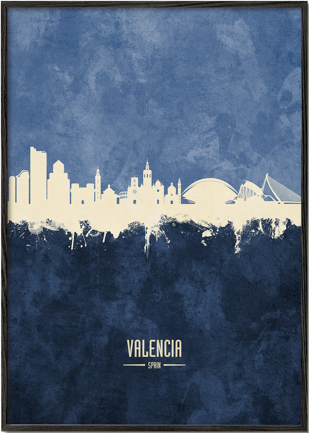 Plakát města Valencia skyline modrý