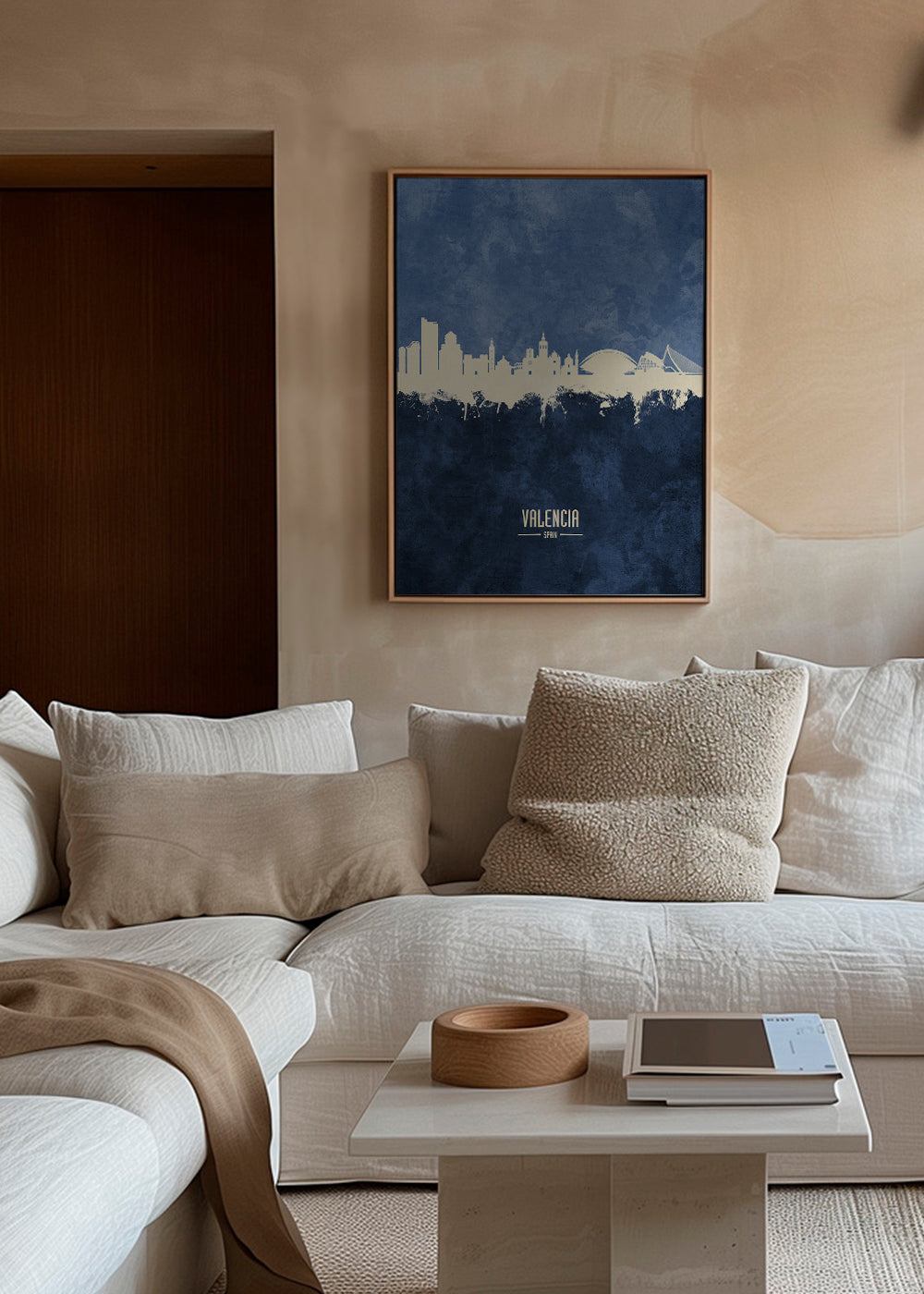 Plakát města Valencia skyline modrý