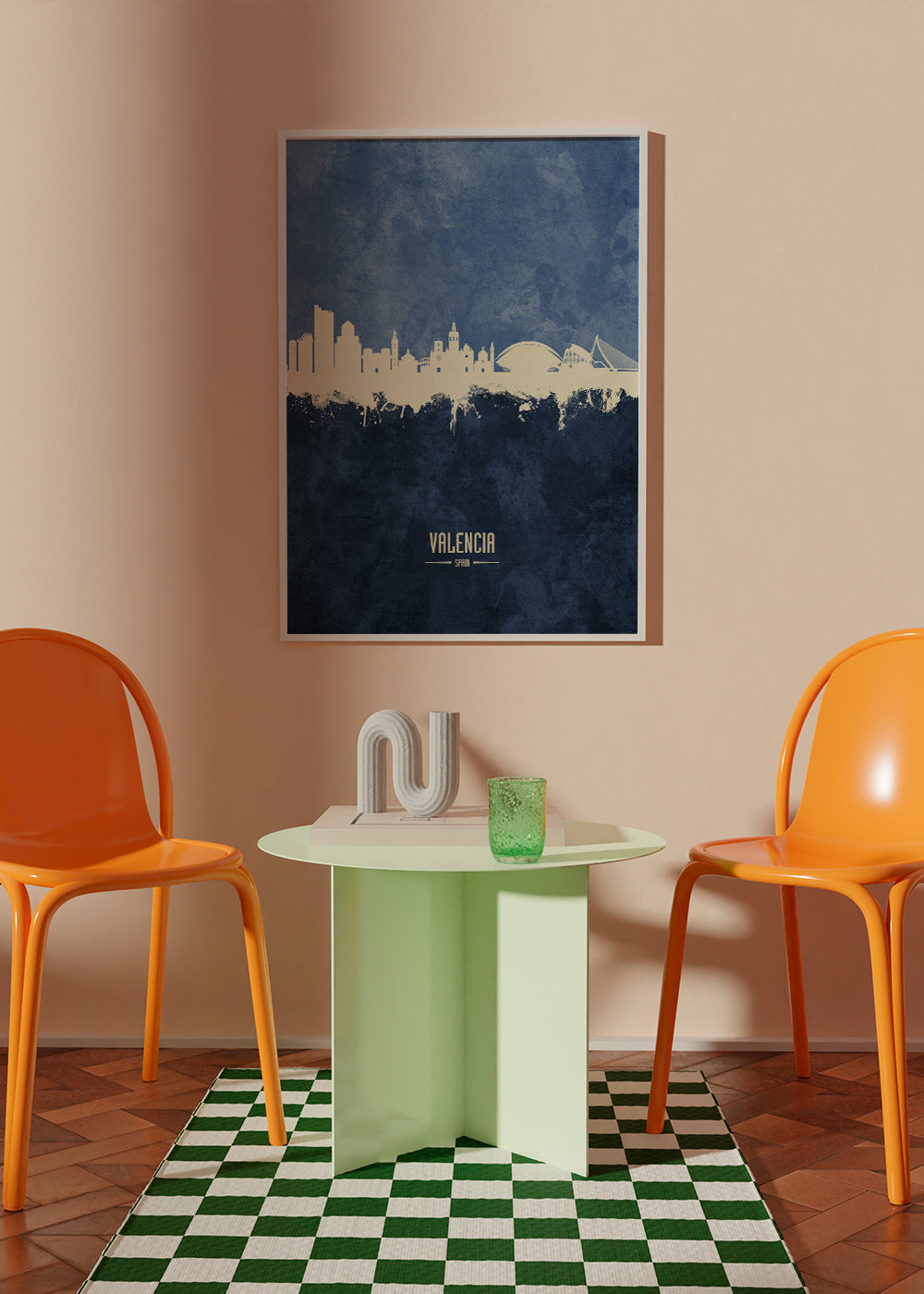 Plakát města Valencia skyline modrý