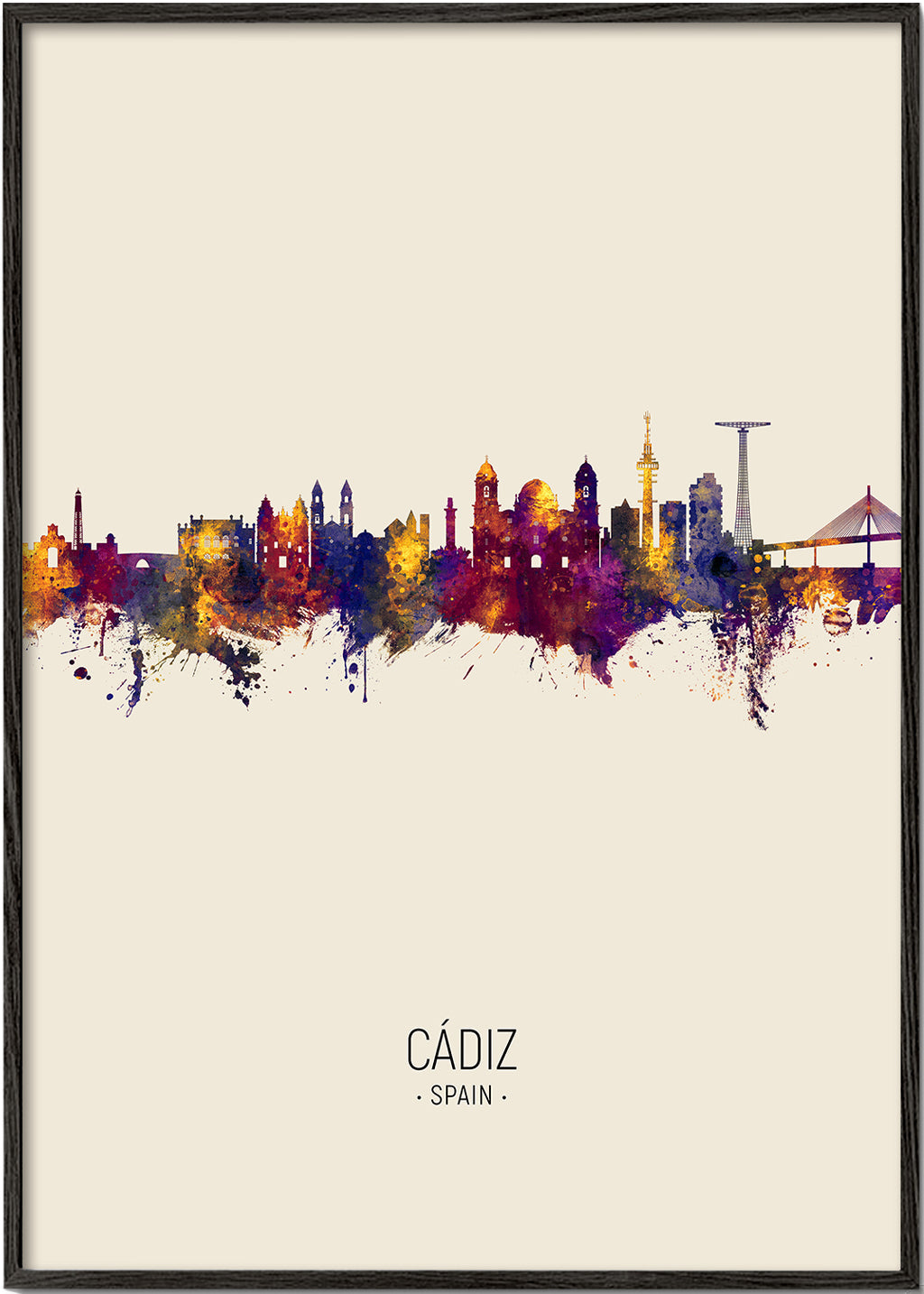 Obraz města Cádiz skyline akvarel