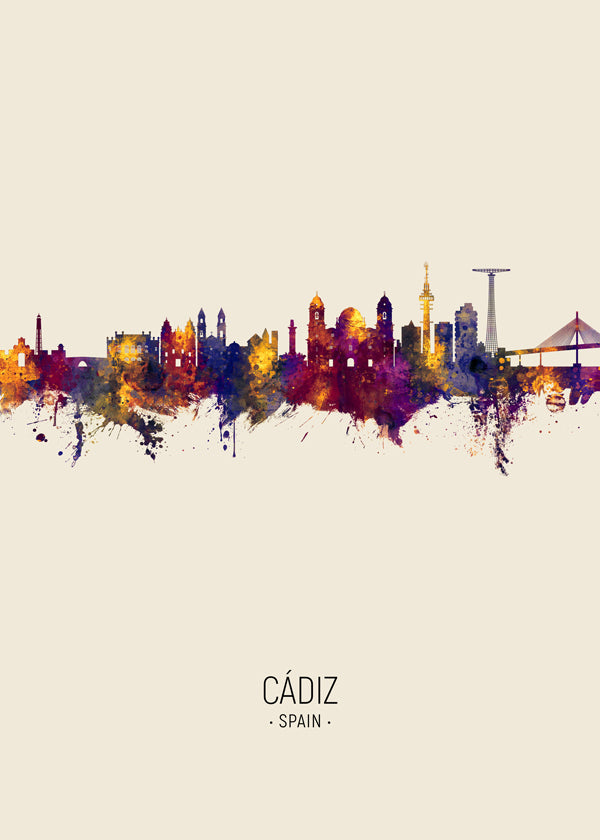 Obraz města Cádiz skyline akvarel