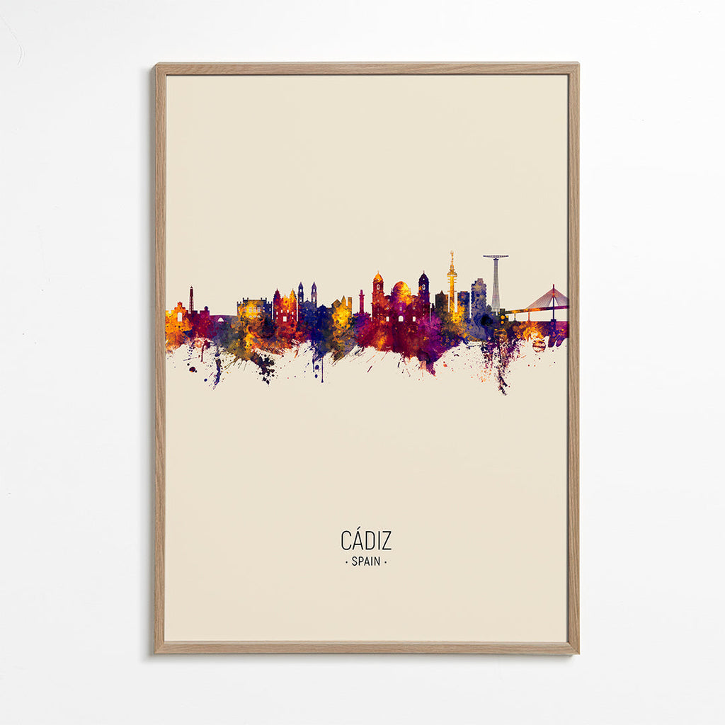 Obraz města Cádiz skyline akvarel