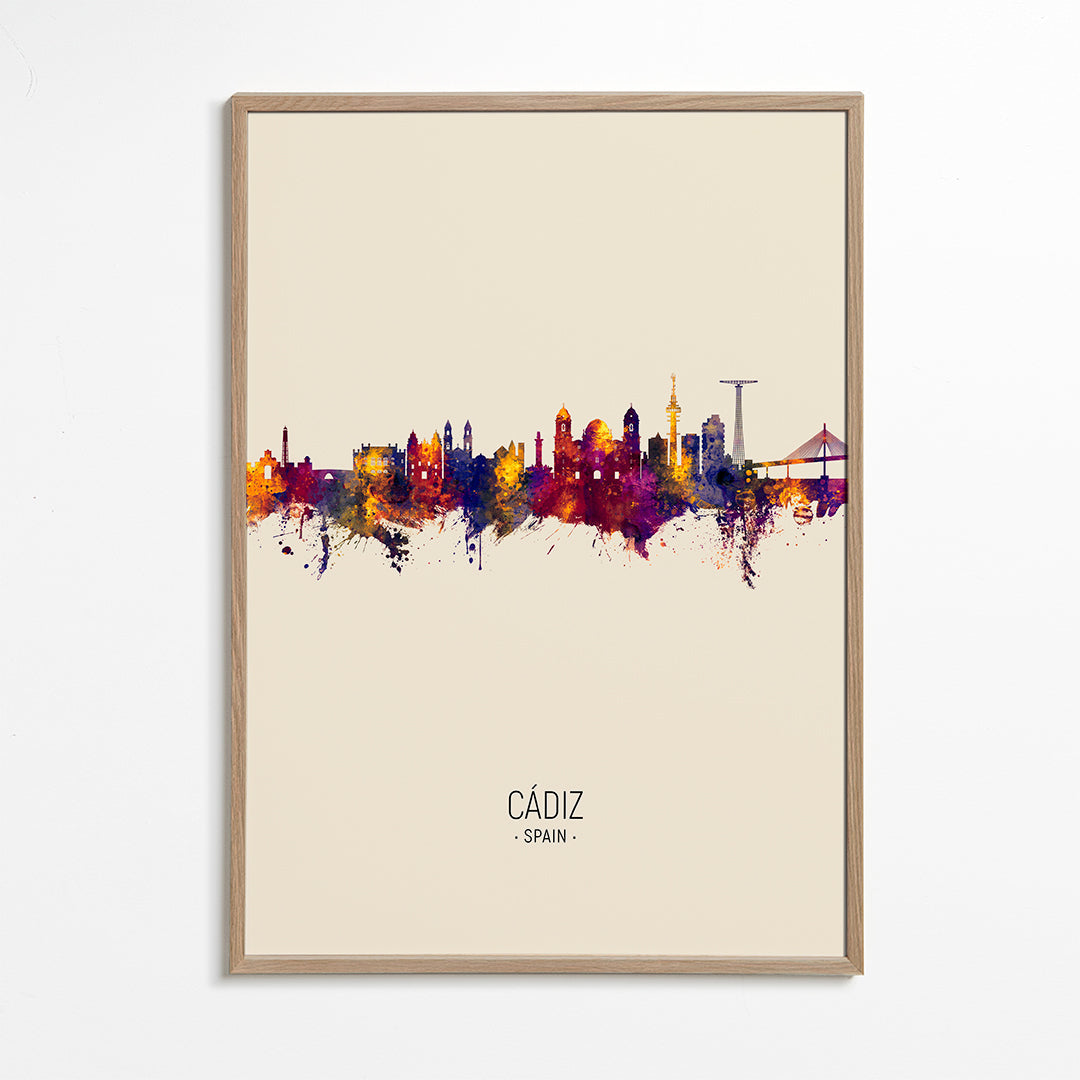 Obraz města Cádiz skyline akvarel
