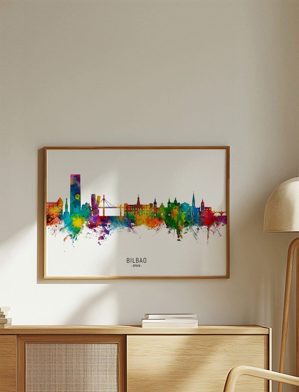 Cestovatelský plakát Bilbao skyline akvarel