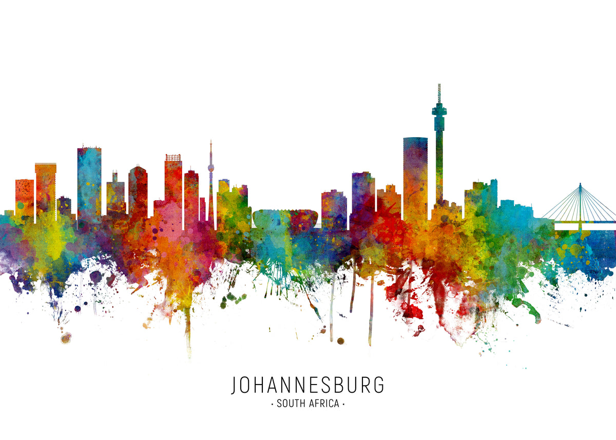 Johannesburg Skyline multicolor - Unframed art print