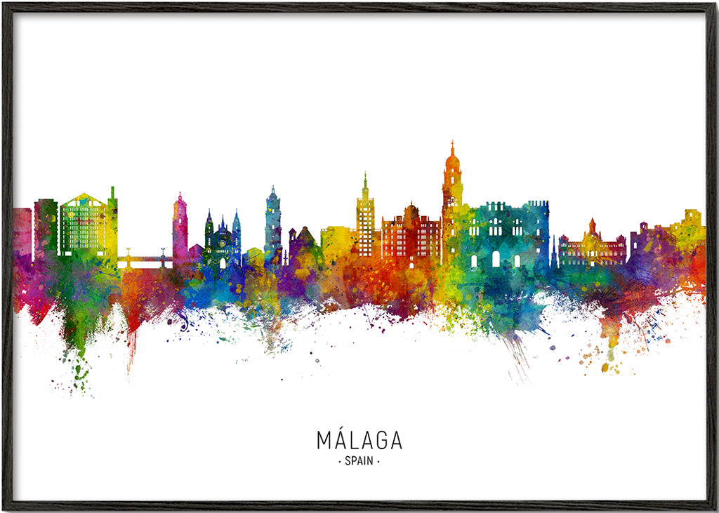 Obraz města Málaga akvarelové panorama