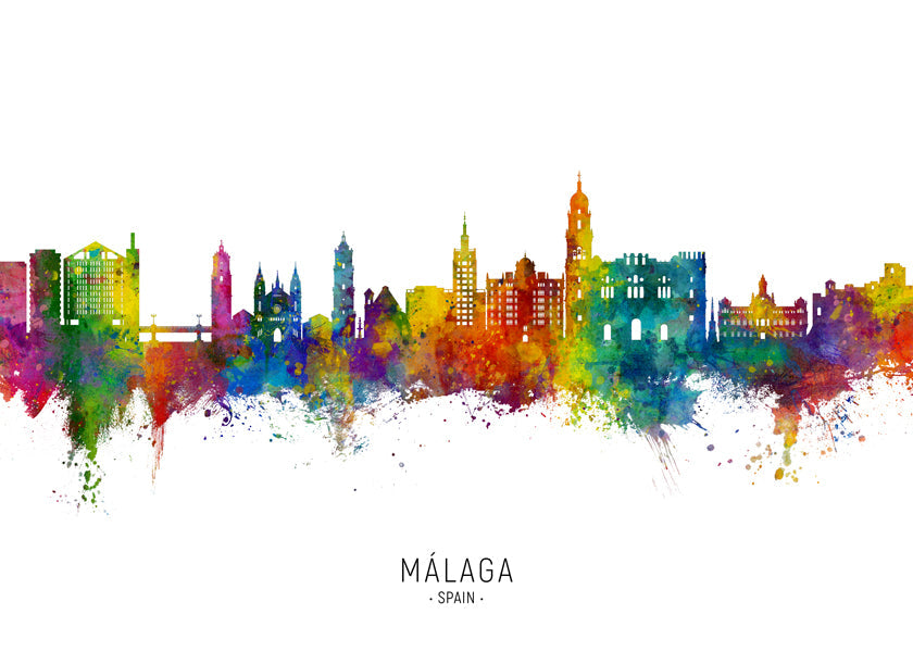Obraz města Málaga akvarelové panorama