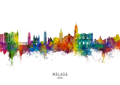 Obraz města Málaga akvarelové panorama