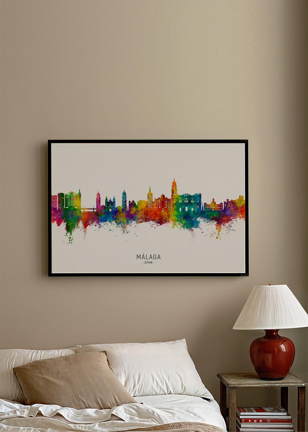 Obraz města Málaga akvarelové panorama