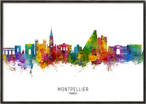 Montpellier akvarelová silueta města