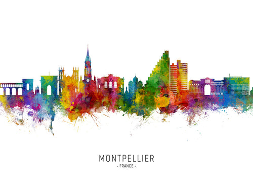 Montpellier akvarelová silueta města