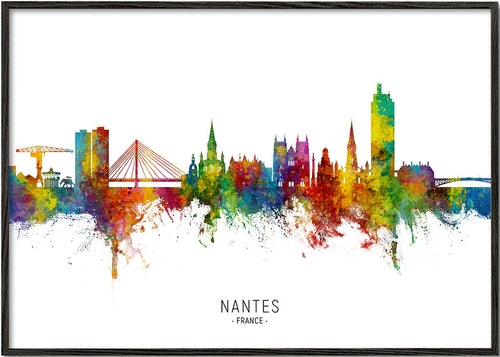 Plakát města Nantes skyline akvarel