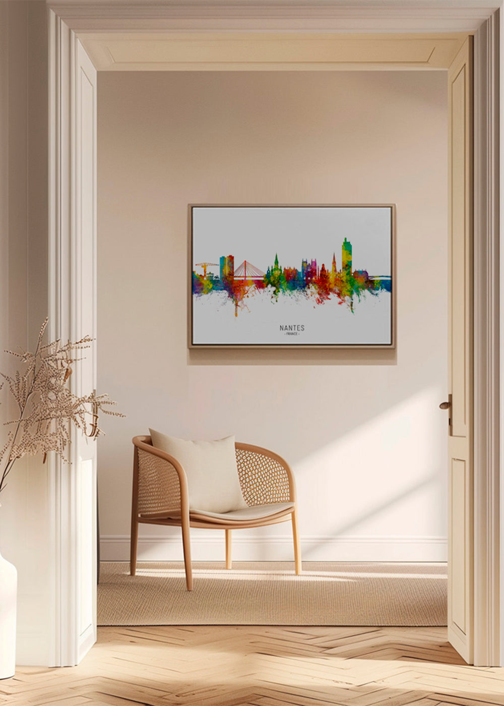 Plakát města Nantes skyline akvarel