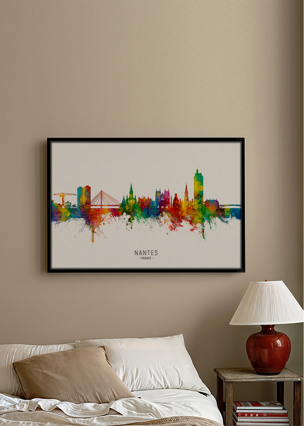 Plakát města Nantes skyline akvarel