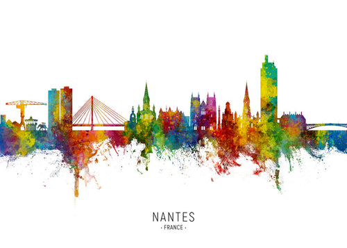 Plakát města Nantes skyline akvarel