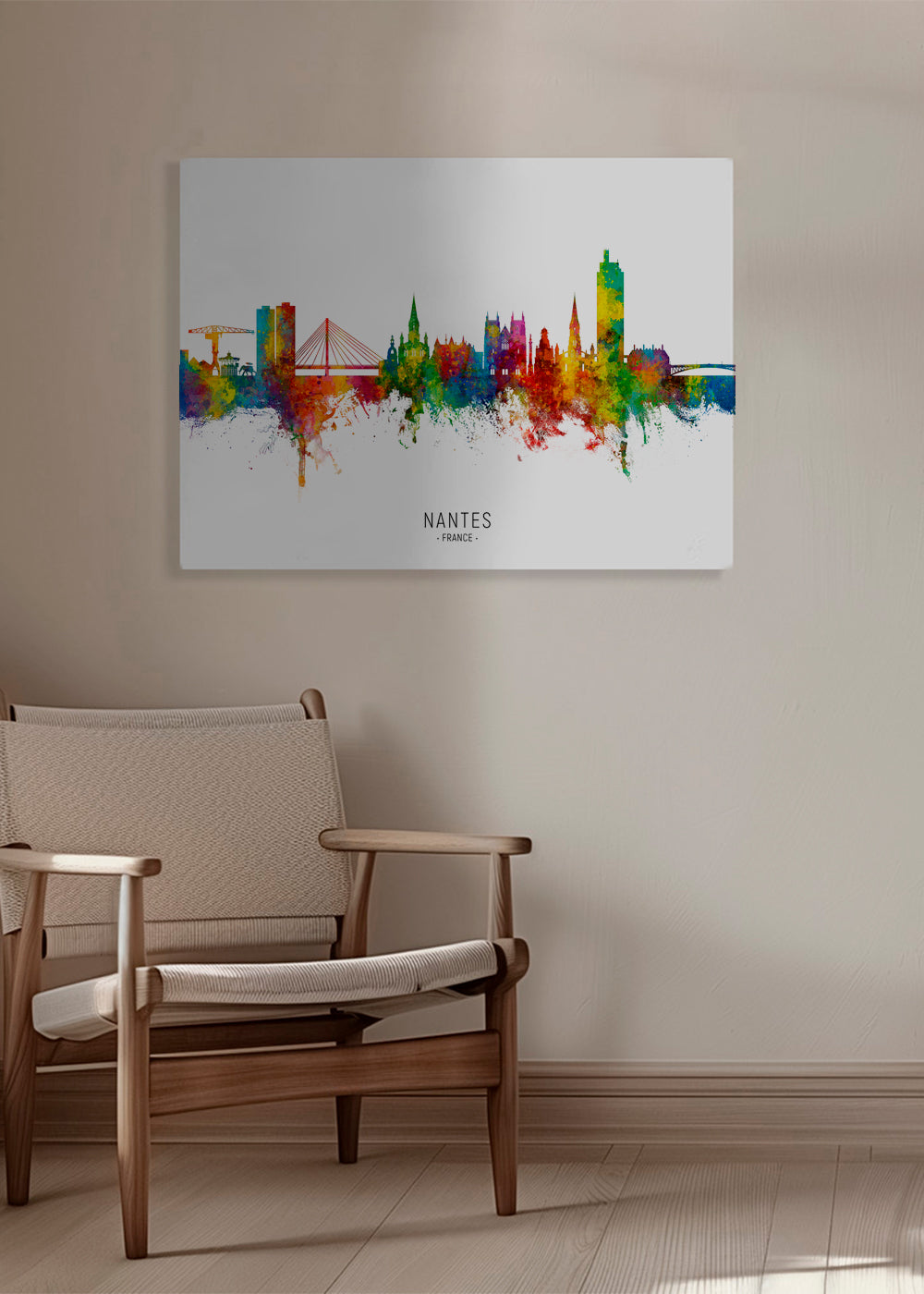 Plakát města Nantes skyline akvarel