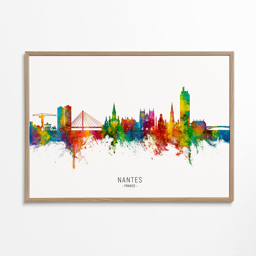 Plakát města Nantes skyline akvarel