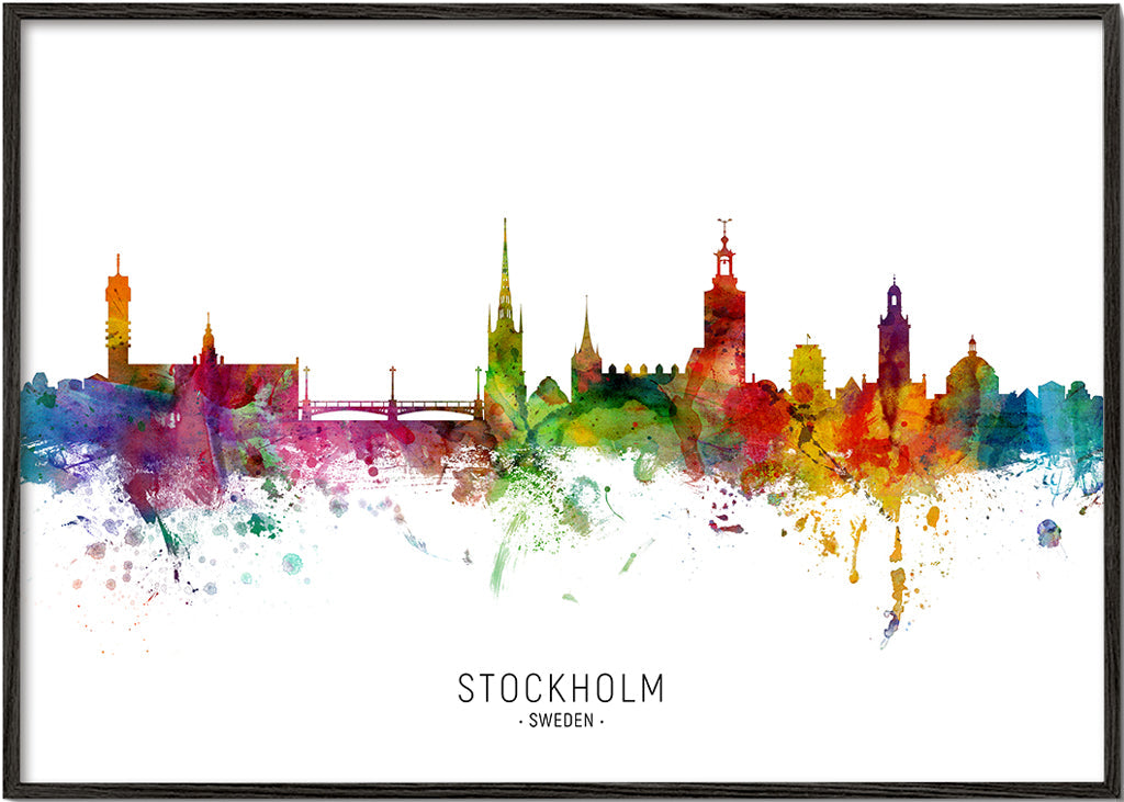 Městské umění: panorama Stockholmu v akvarelu