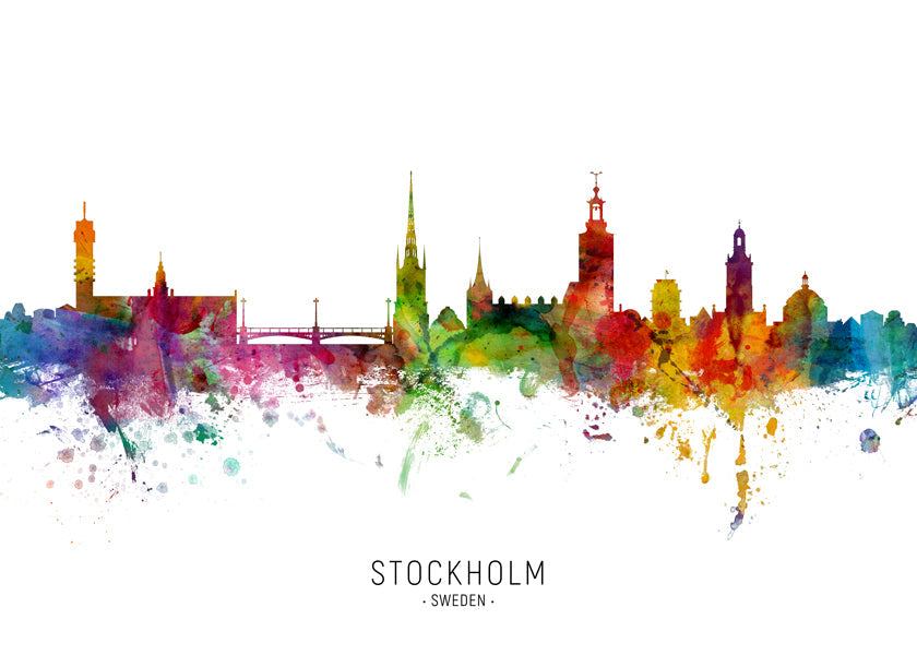 Městské umění: panorama Stockholmu v akvarelu