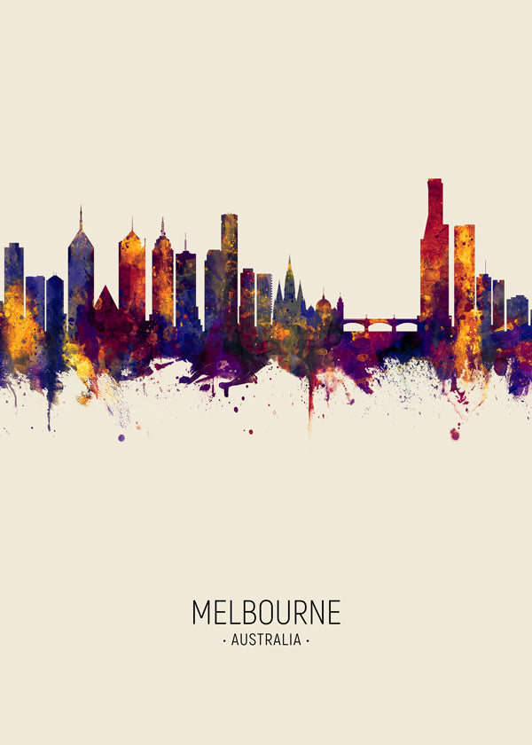 Obraz města Melbourne akvarel