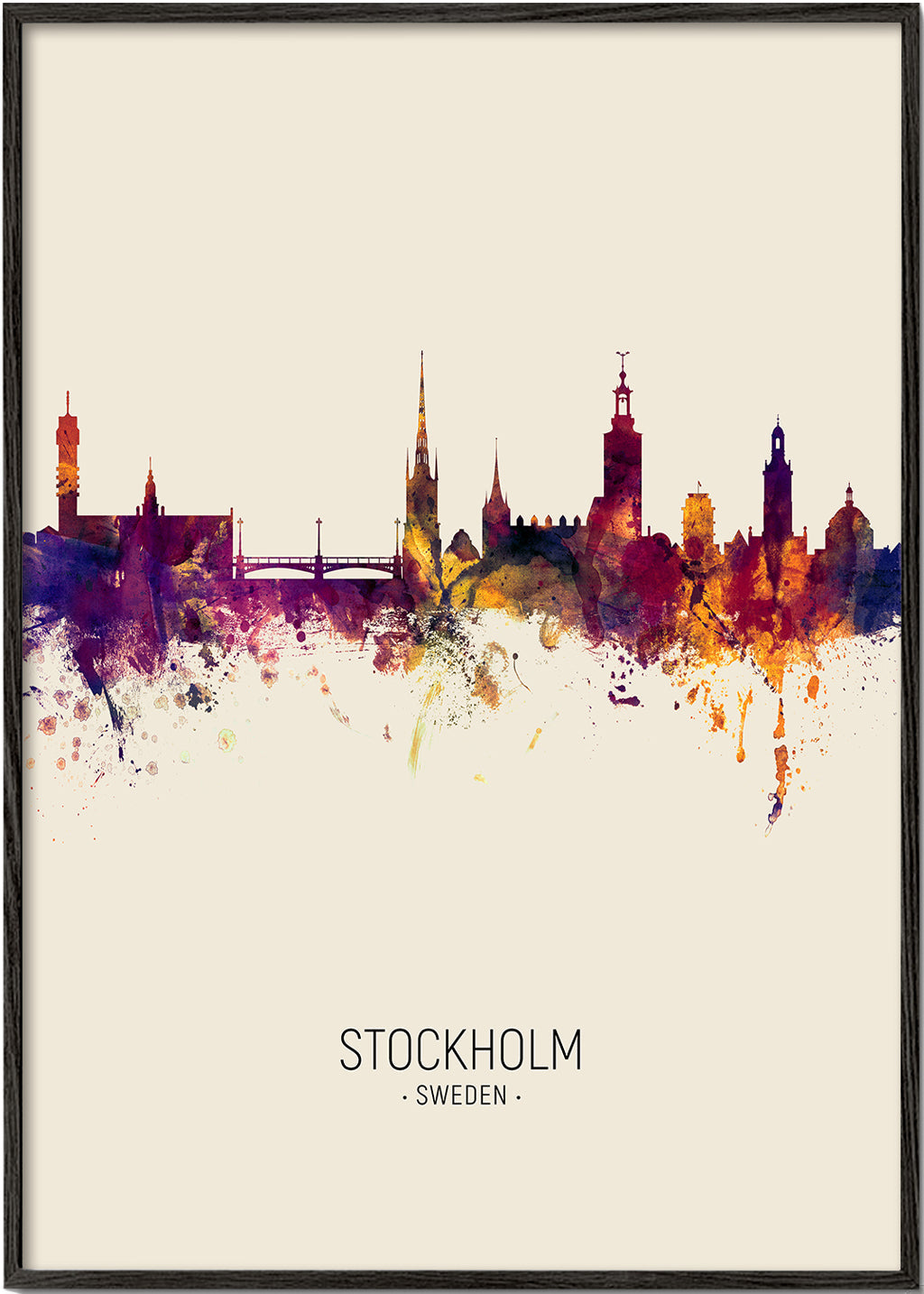 Plakát Stockholm panorama akvarel