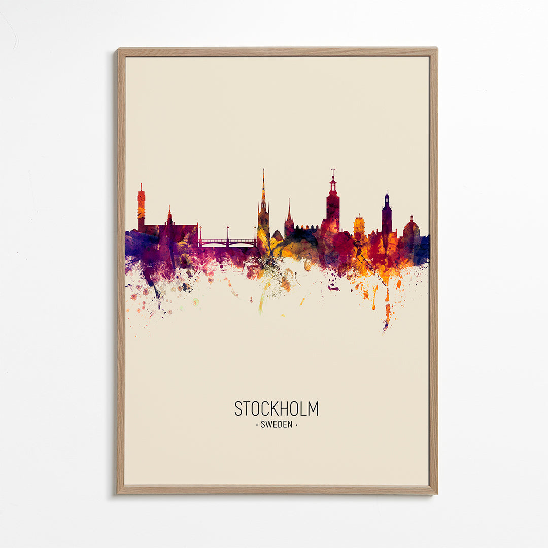 Plakát Stockholm panorama akvarel
