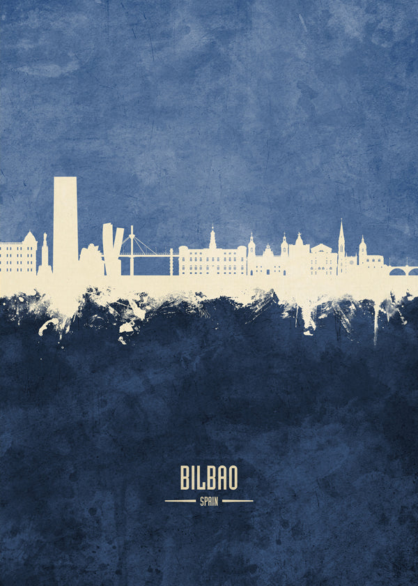 Obraz města: Silueta Bilbao v modrém