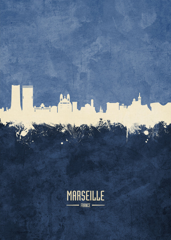 Obraz města: panorama Marseille v modré