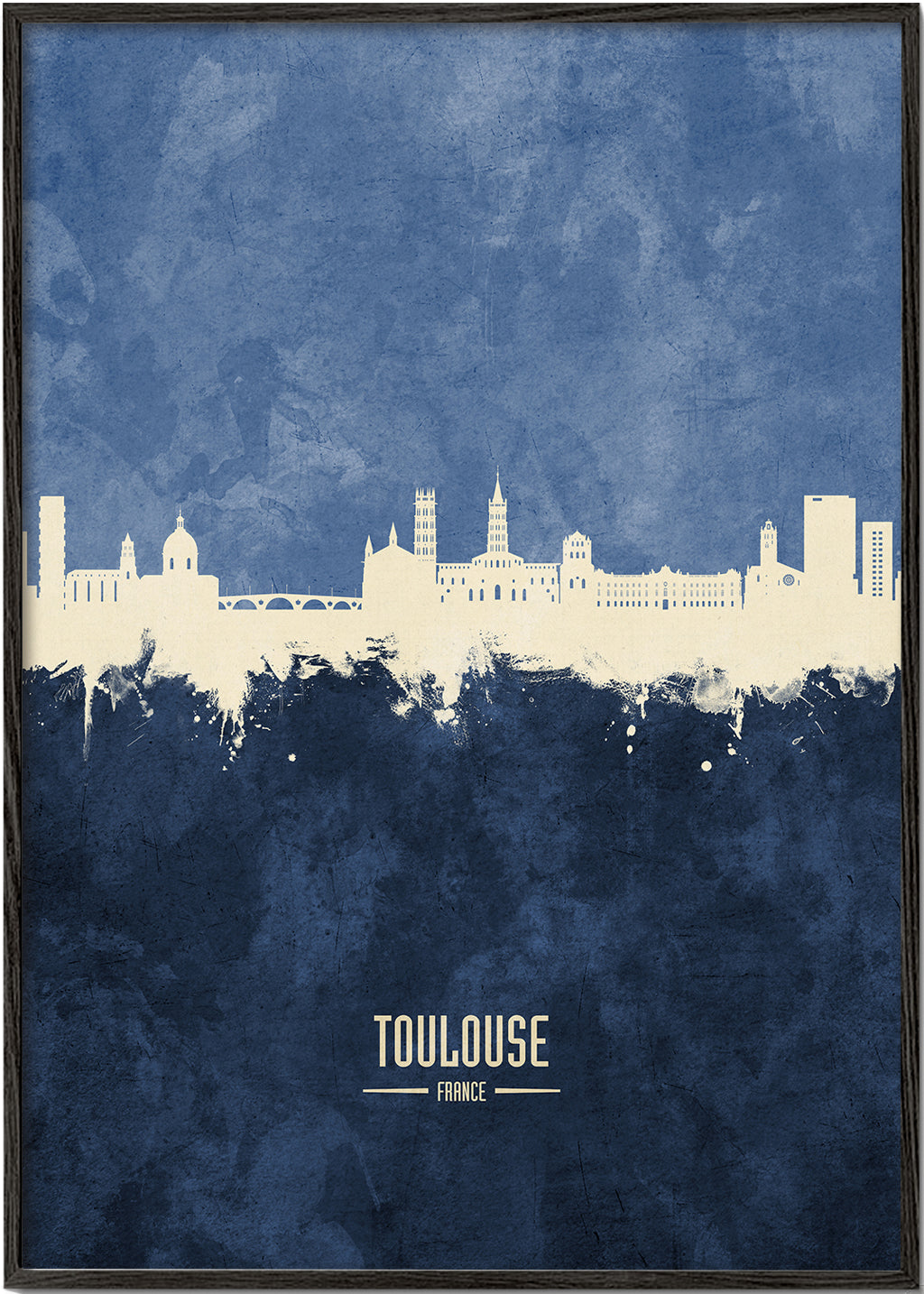 Cestovatelský plakát Toulouse skyline modrý