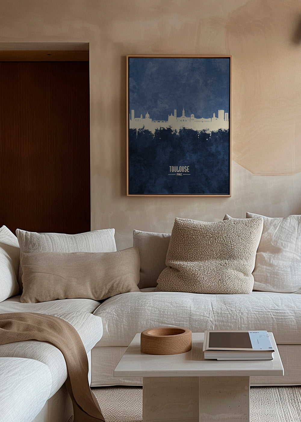Cestovatelský plakát Toulouse skyline modrý