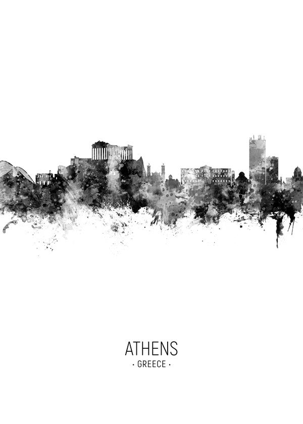 Obraz do kuchyně: Athény silueta inkoustem