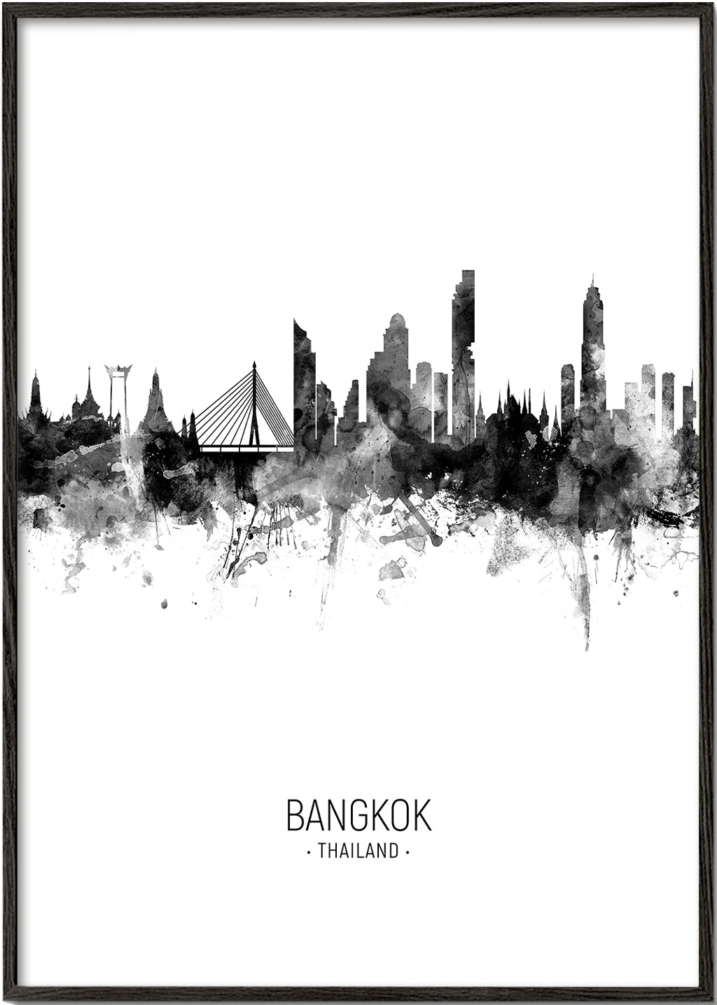 Obraz města: Bangkok v inkoustové siluetě