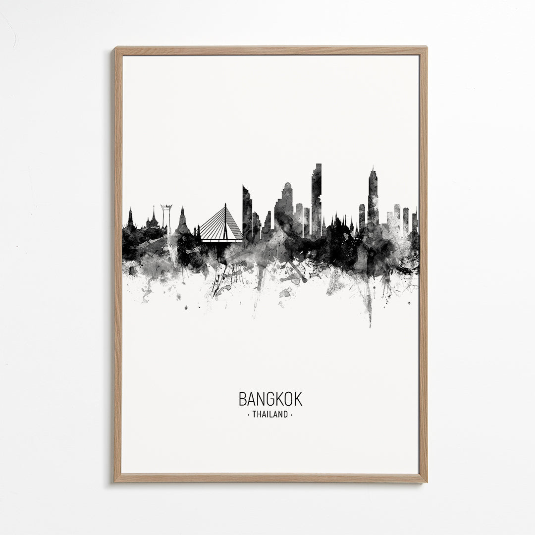 Obraz města: Bangkok v inkoustové siluetě