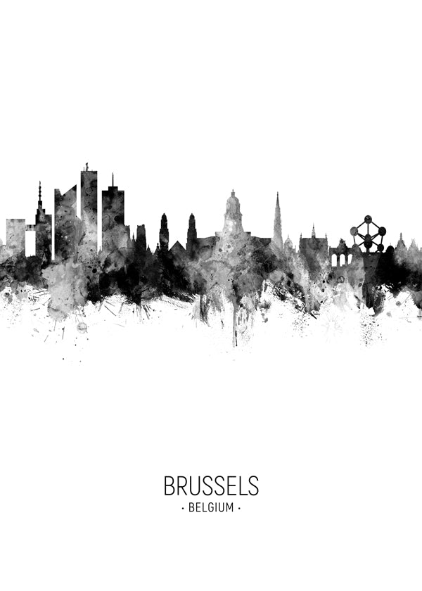 Obraz do kuchyně: Brussels panorama černobíle