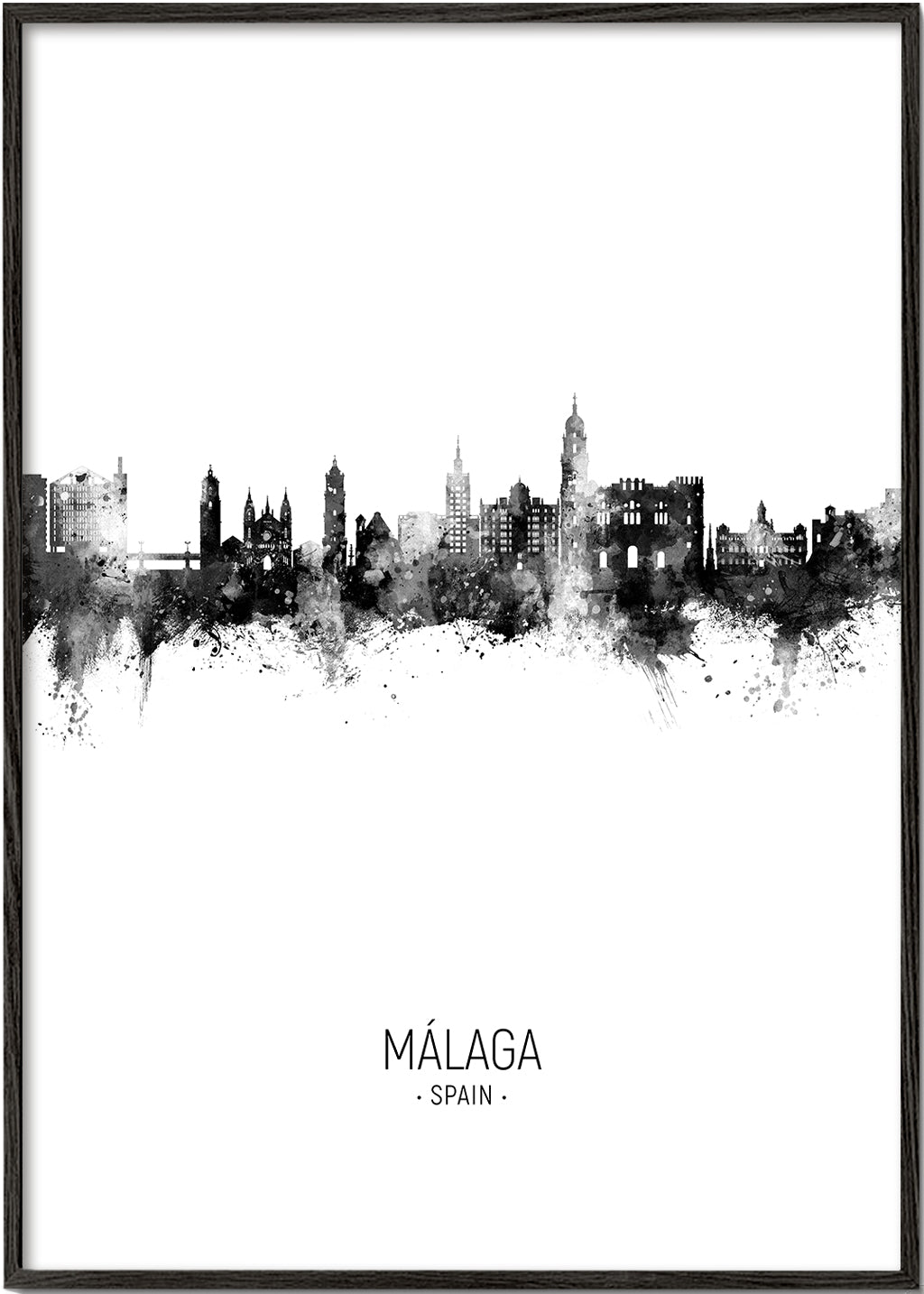 Plakát města Málaga skyline černobílý