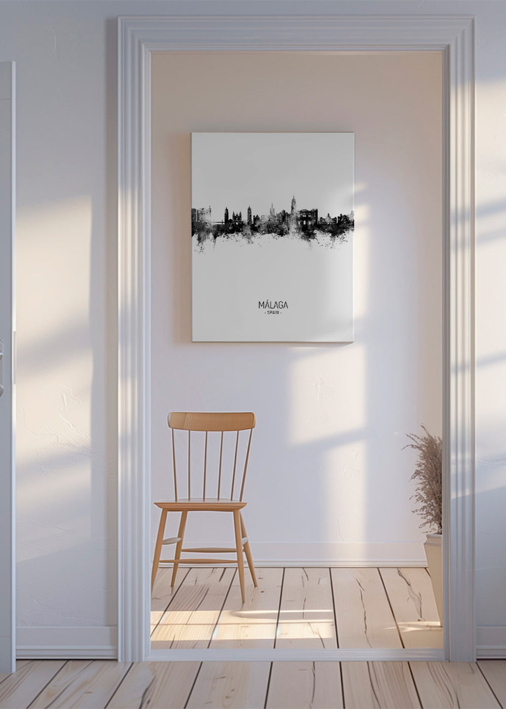 Plakát města Málaga skyline černobílý