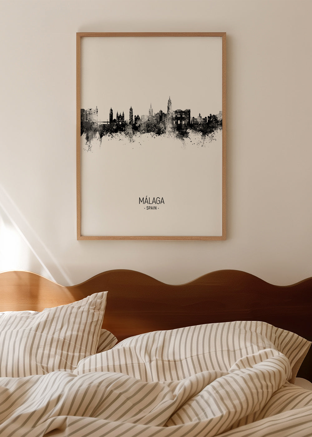 Plakát města Málaga skyline černobílý
