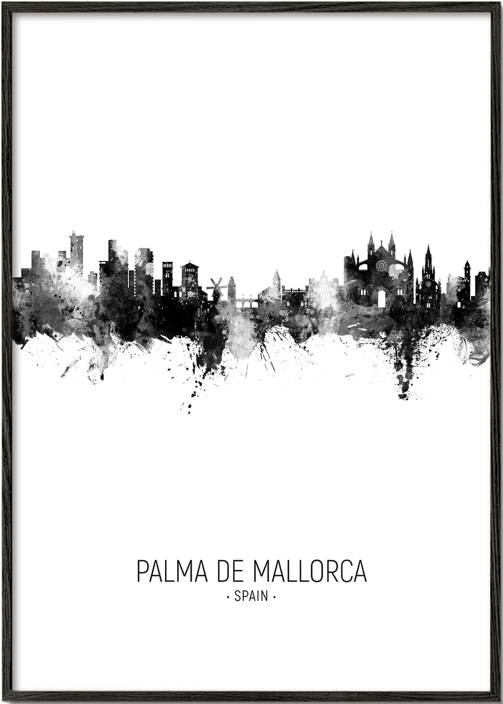 Městské umění Palma de Mallorca panorama v inkoustu