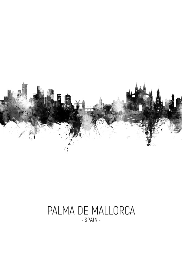 Městské umění Palma de Mallorca panorama v inkoustu
