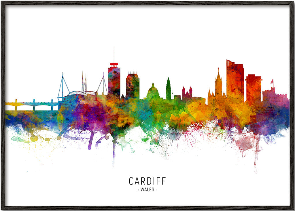 Obraz města Cardiff akvarel multicolor
